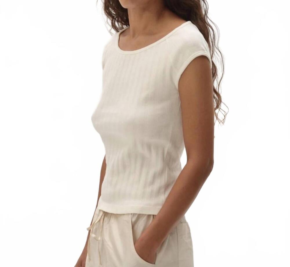 NEW DONNI. varied rib wide neck tee in powder